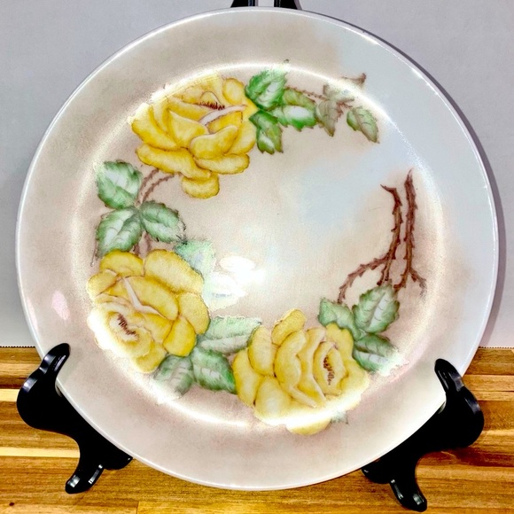 Vintage Arzberg Hand Painted 1956 Yellow Roses 10” Plate Artist Signed Floral - Picture 1 of 5